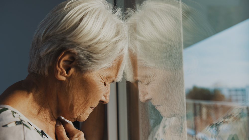 Hopeless,Elderly,Woman,,Feeling,Loneliness,During,The,Lockdown.,Vulnerable,Group